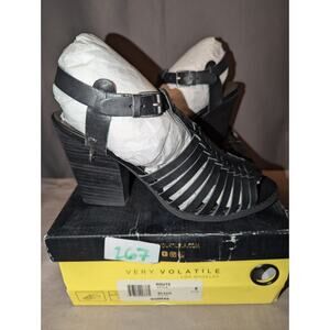 Very Volatile Women's 8 Black Strappy Sandals Open Toe Heels New in Box